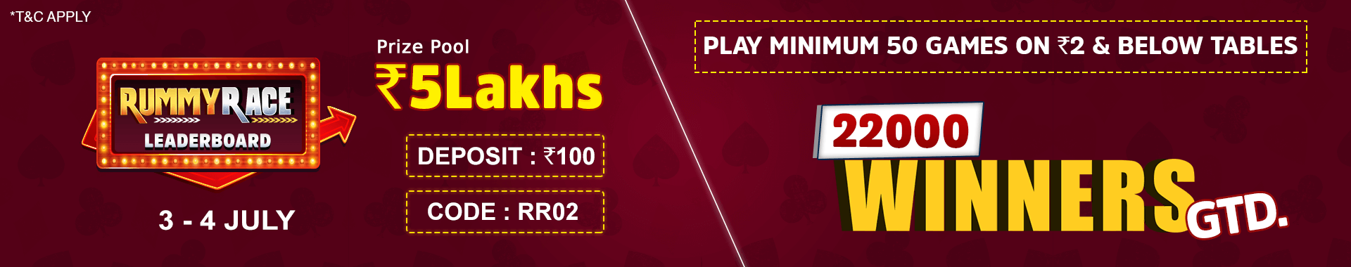 Rummy Race Leaderboard Contest