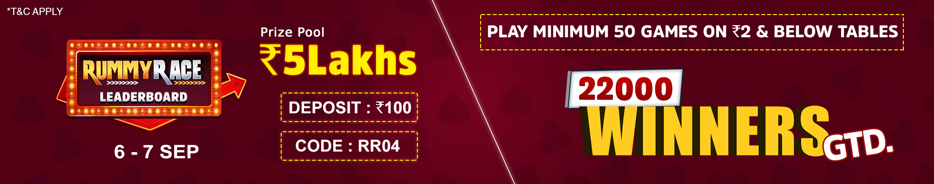 Rummy Race Leaderboard Contest