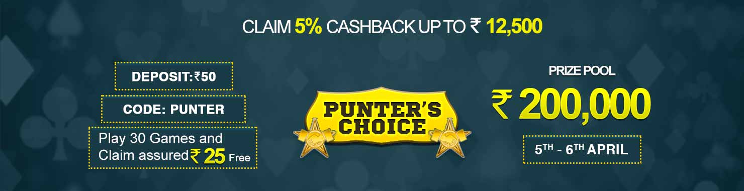Punters Choice Winner Cash Back Contest