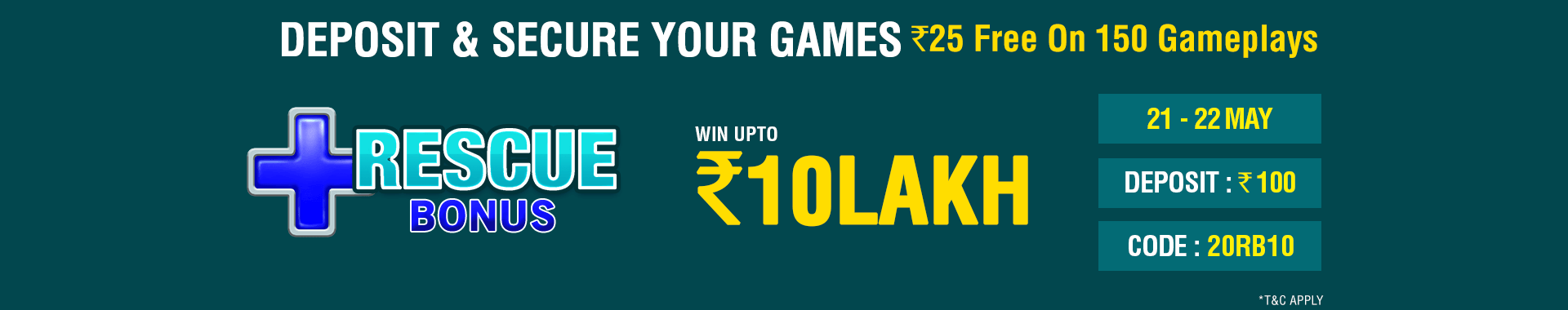 Rescue Bonus Deposit Cashback Contest
