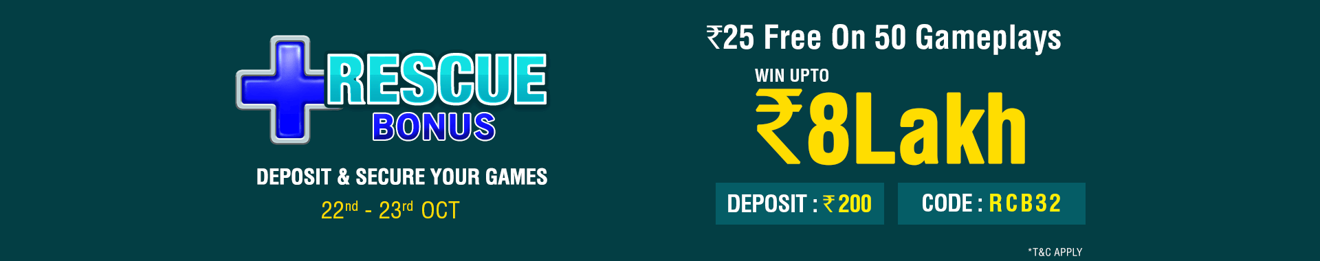 Rescue Bonus Deposit Cashback Contest