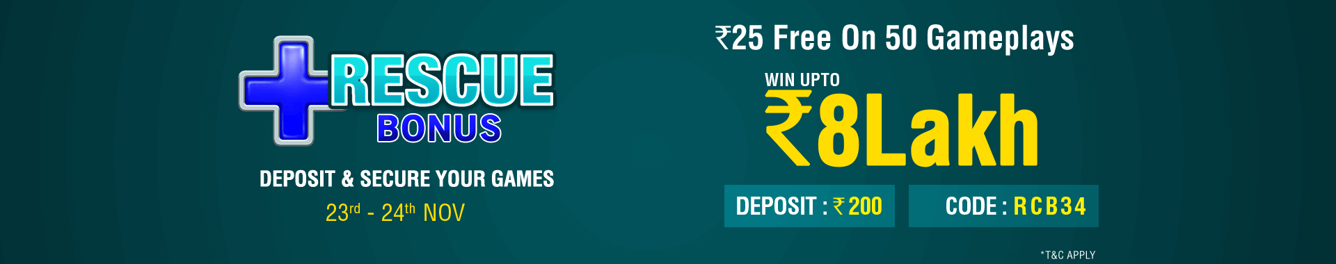 Rescue Bonus Deposit Cashback Contest