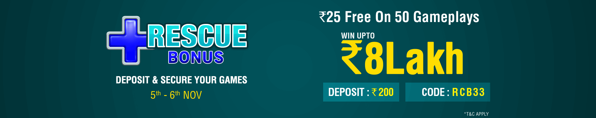 Rescue Bonus Deposit Cashback Contest