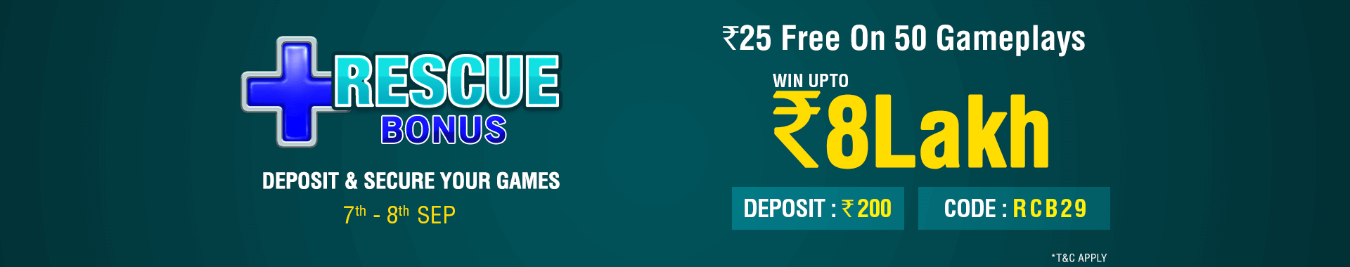 Rescue Bonus Deposit Cashback Contest