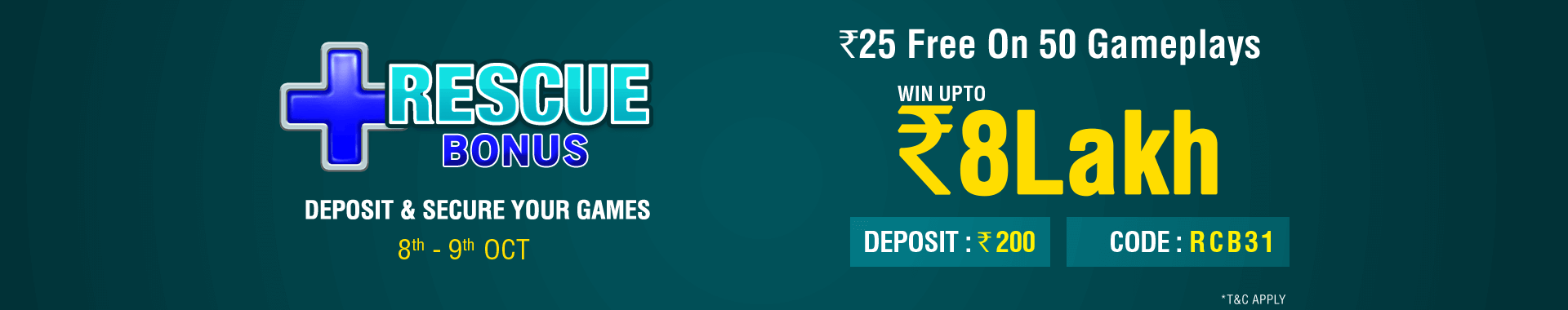 Rescue Bonus Deposit Cashback Contest